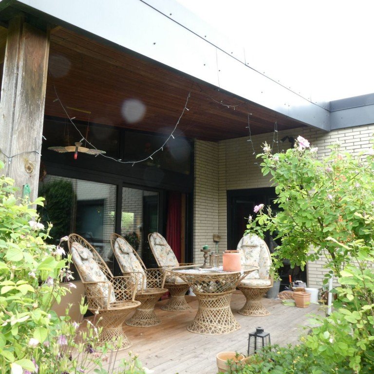 �berdachte Gartenterrasse Erkerode Bungalow VERKAUFT ! DAS BESONDERE BUNGALOW MITTEN IM ROSENPARADIES....